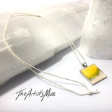 Resin Pendant Necklace- Yellow, silver and cream resin design