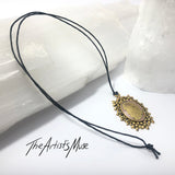 Resin Pendant Necklace- Soft pink and gold design resin