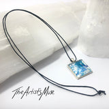 Pendant Necklace- Aqua, white and blue design with glass finish