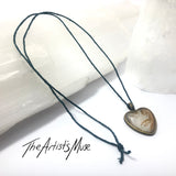 Resin Pendant Necklace- Bronze and pearl white resin design