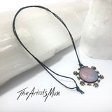 Resin Pendant Necklace- Iridescent mauve and blue resin design