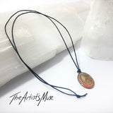Resin Pendant Necklace- Orange and bronze resin design