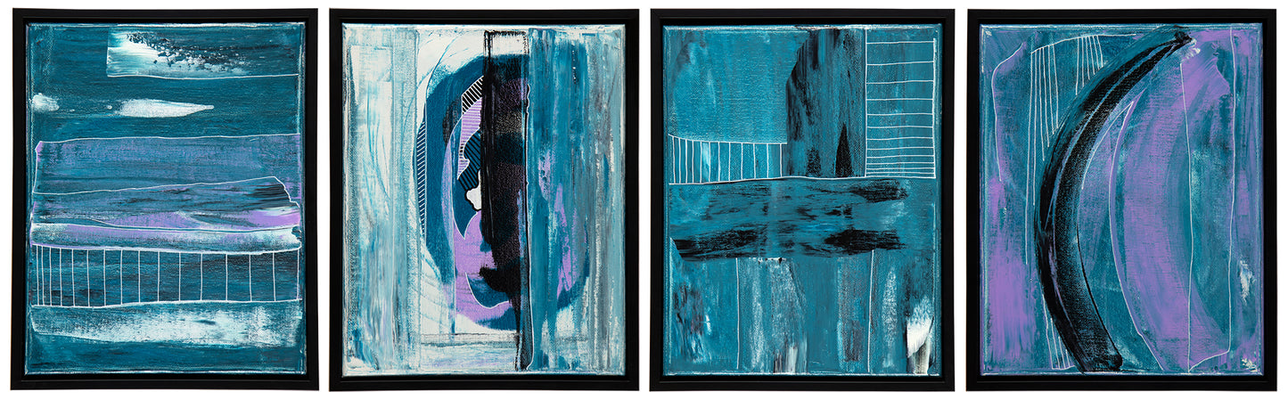 'Nautical' series of 4. Framed 8 inch x 10 inch canvasses.