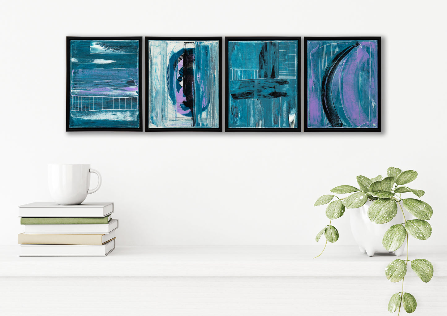 'Nautical' series of 4. Framed 8 inch x 10 inch canvasses.