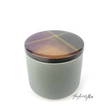 Small Jar- Grey Jar with charcoal, gold and plum lid