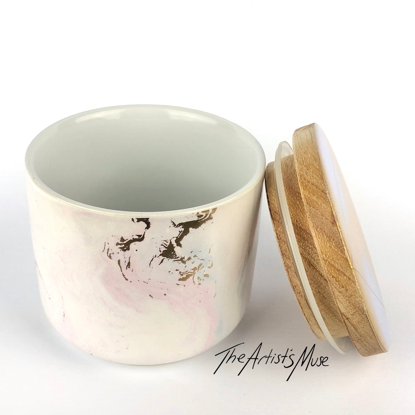 SOLD Small Jar- Pastel jar with Lilac/Gold lid