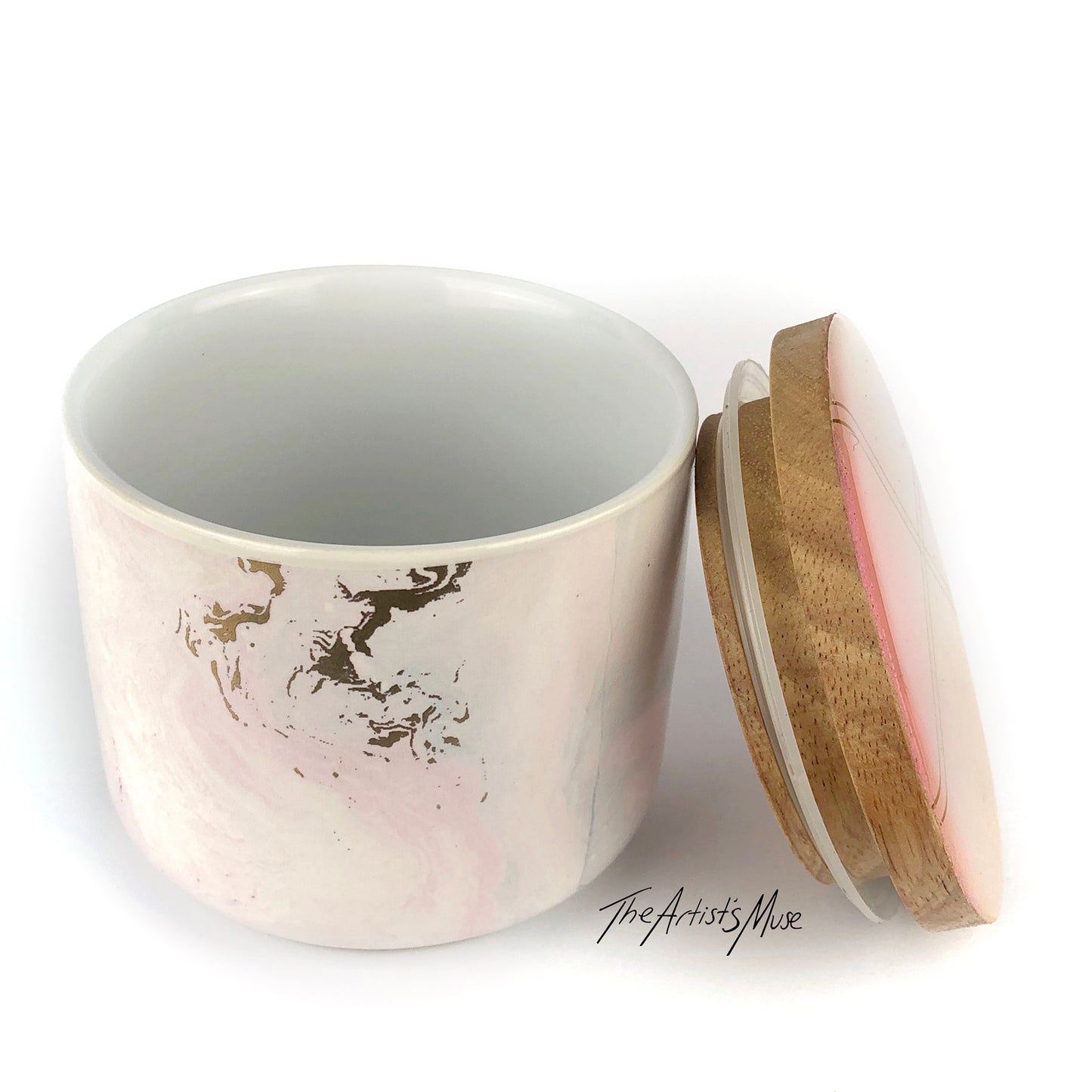 SOLD Small Jar- Pastel jar with Peach/Lilac/Gold lid