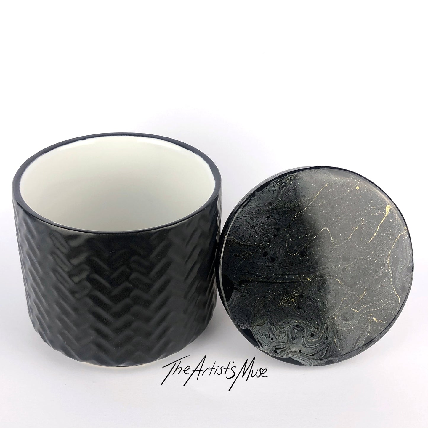 Small Jar- Black Jar with Black/Charcoal/Gold lid
