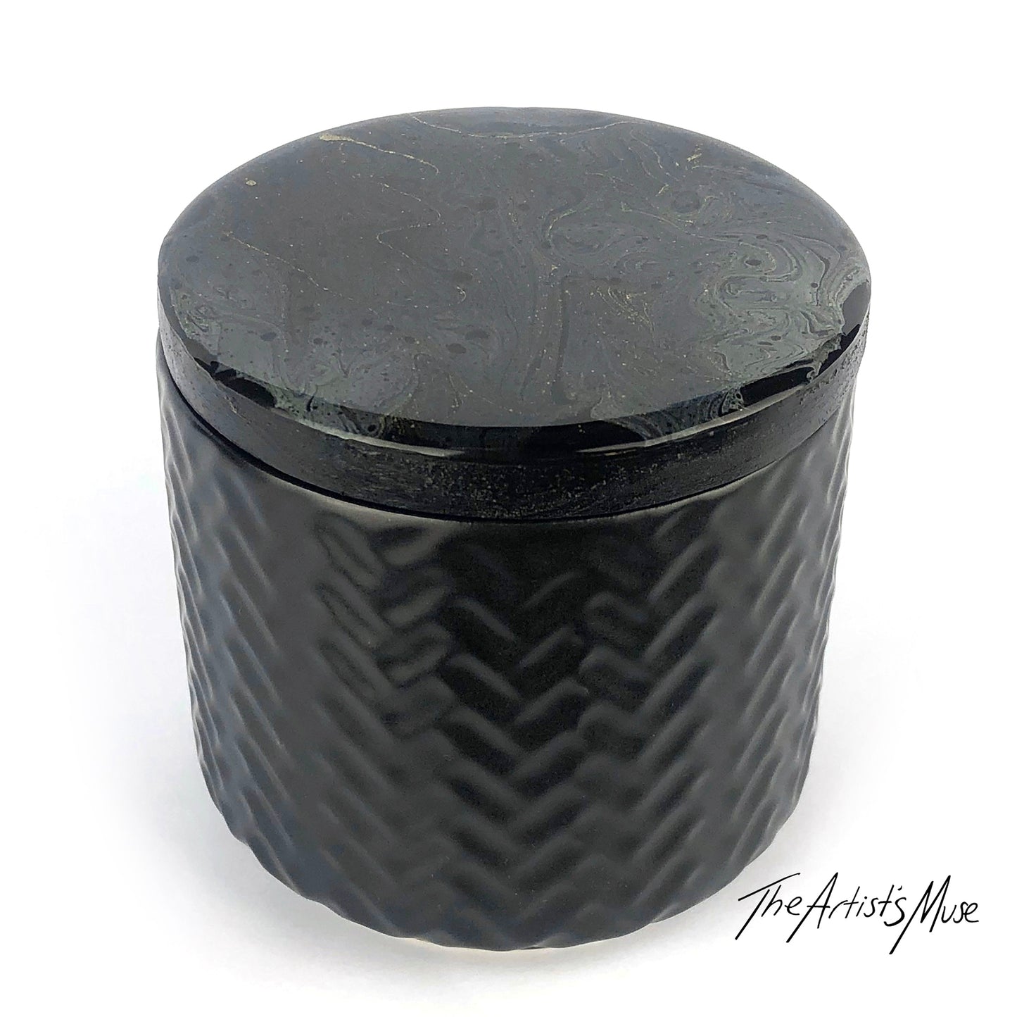 Small Jar- Black Jar with Black/Charcoal/Gold lid