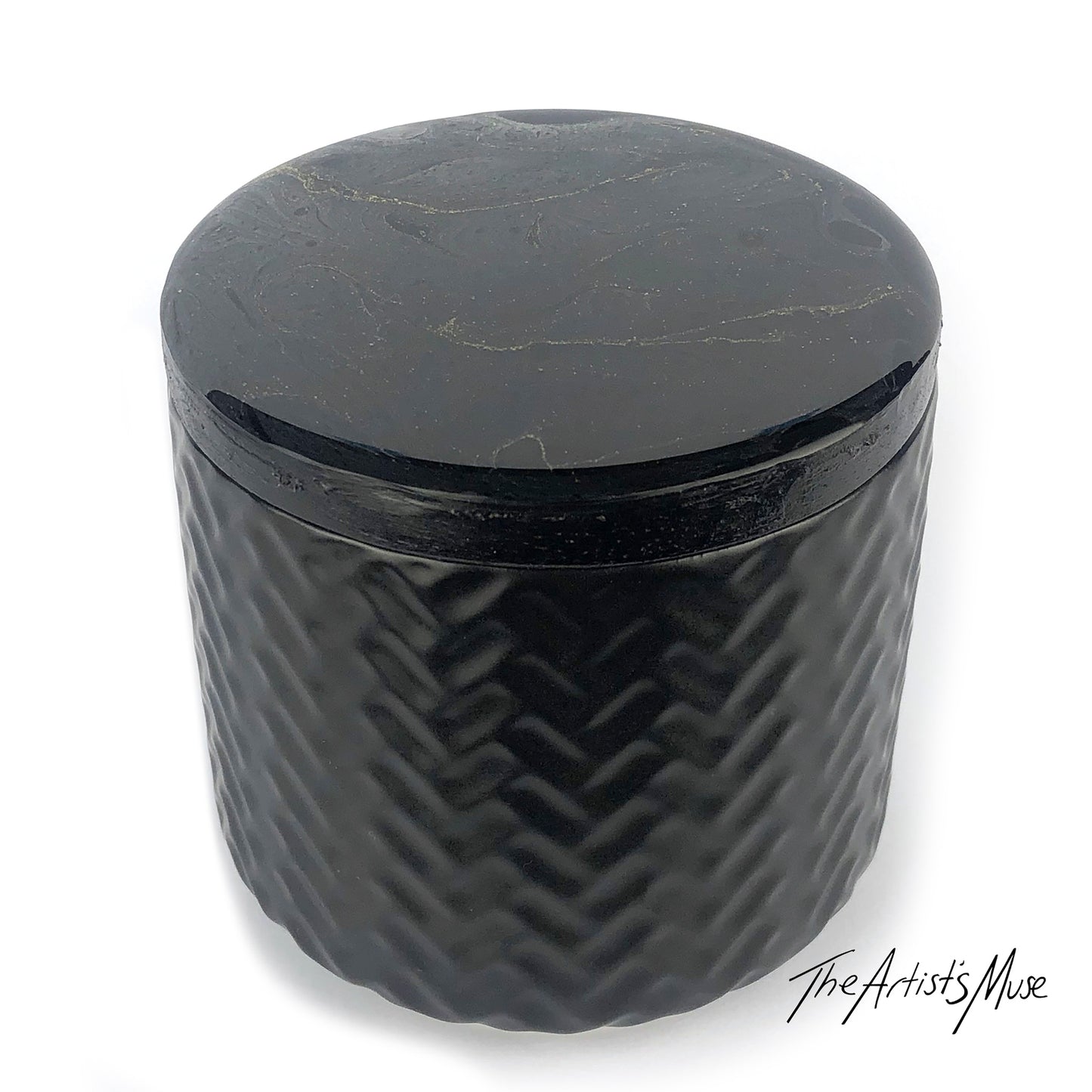 Small Jar- Black Jar with Black/Charcoal/Gold lid