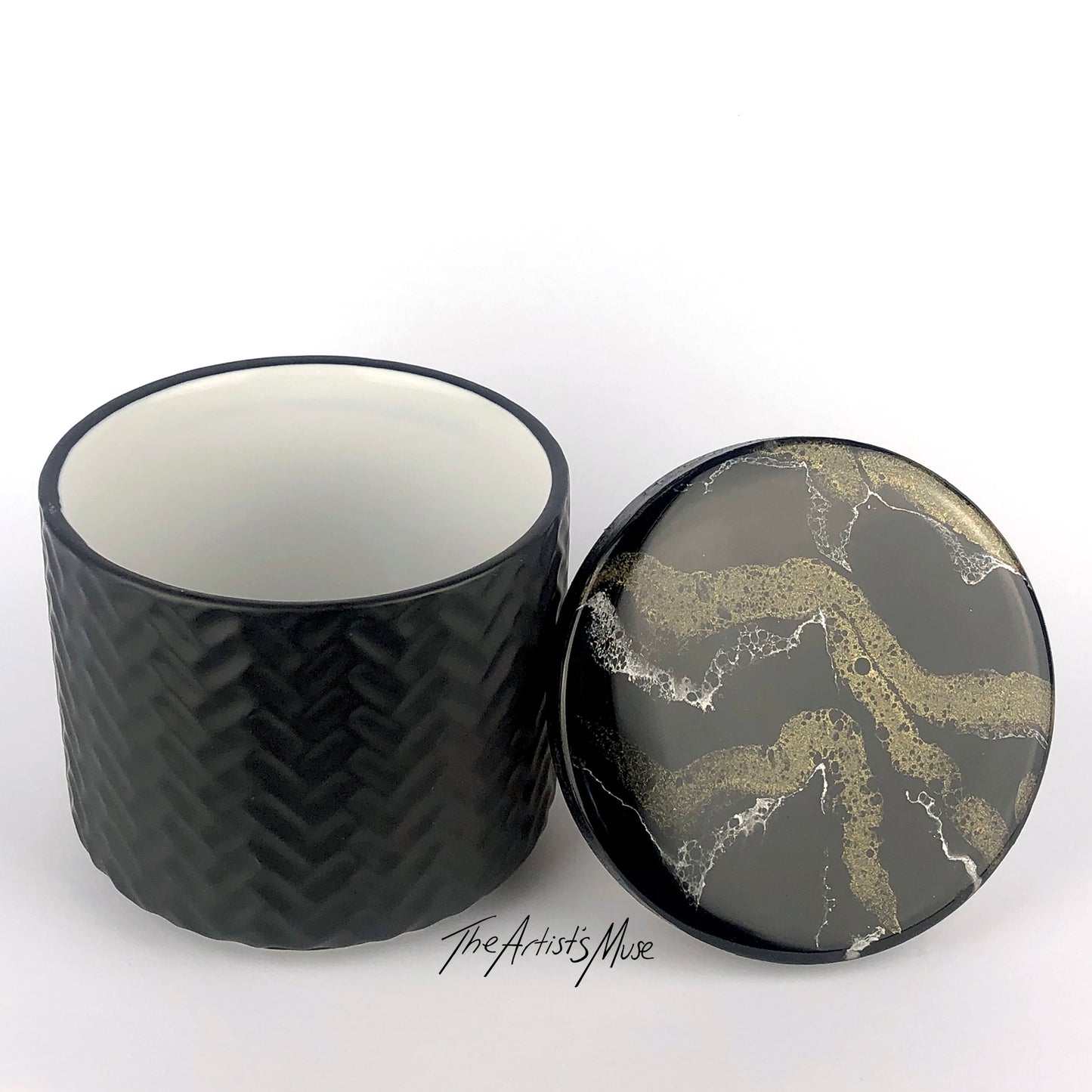 Small Jar- Black Jar with Black/Gold/white lid