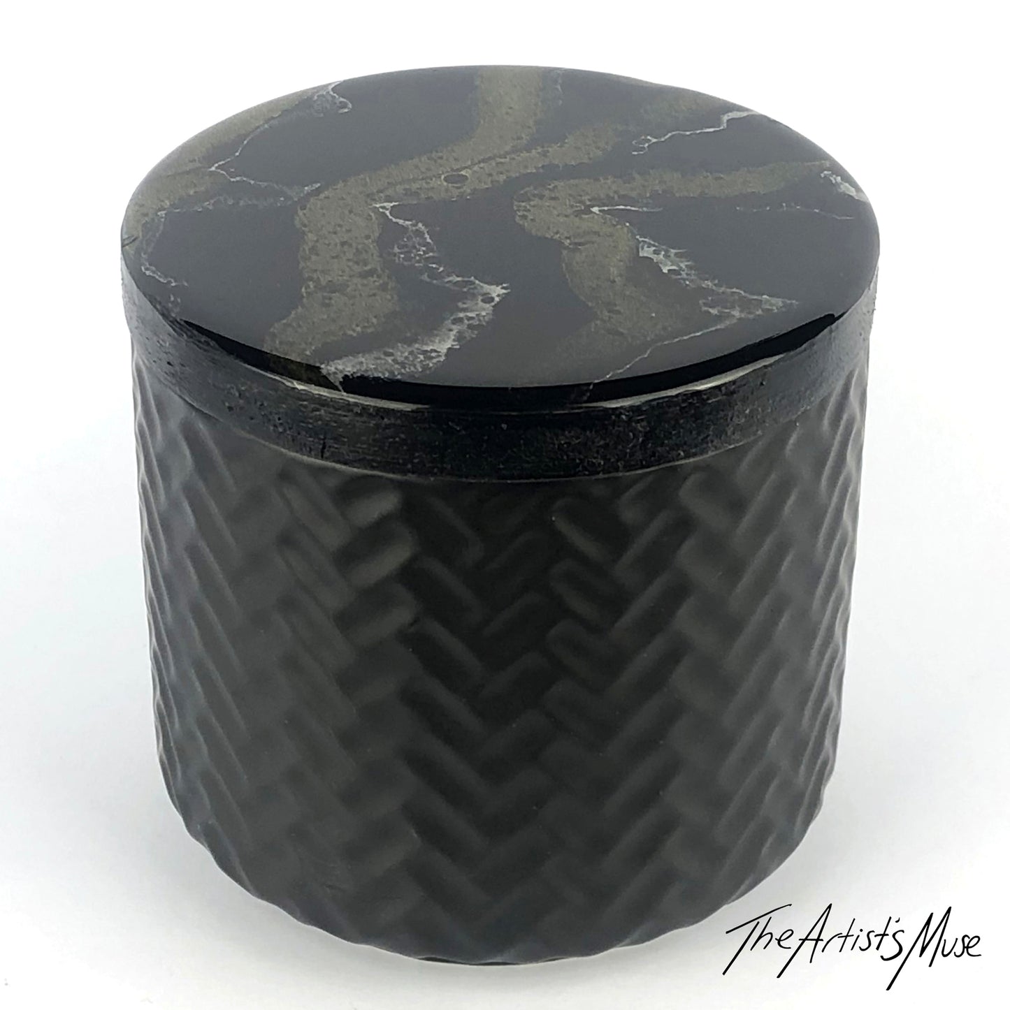 Small Jar- Black Jar with Black/Gold/white lid