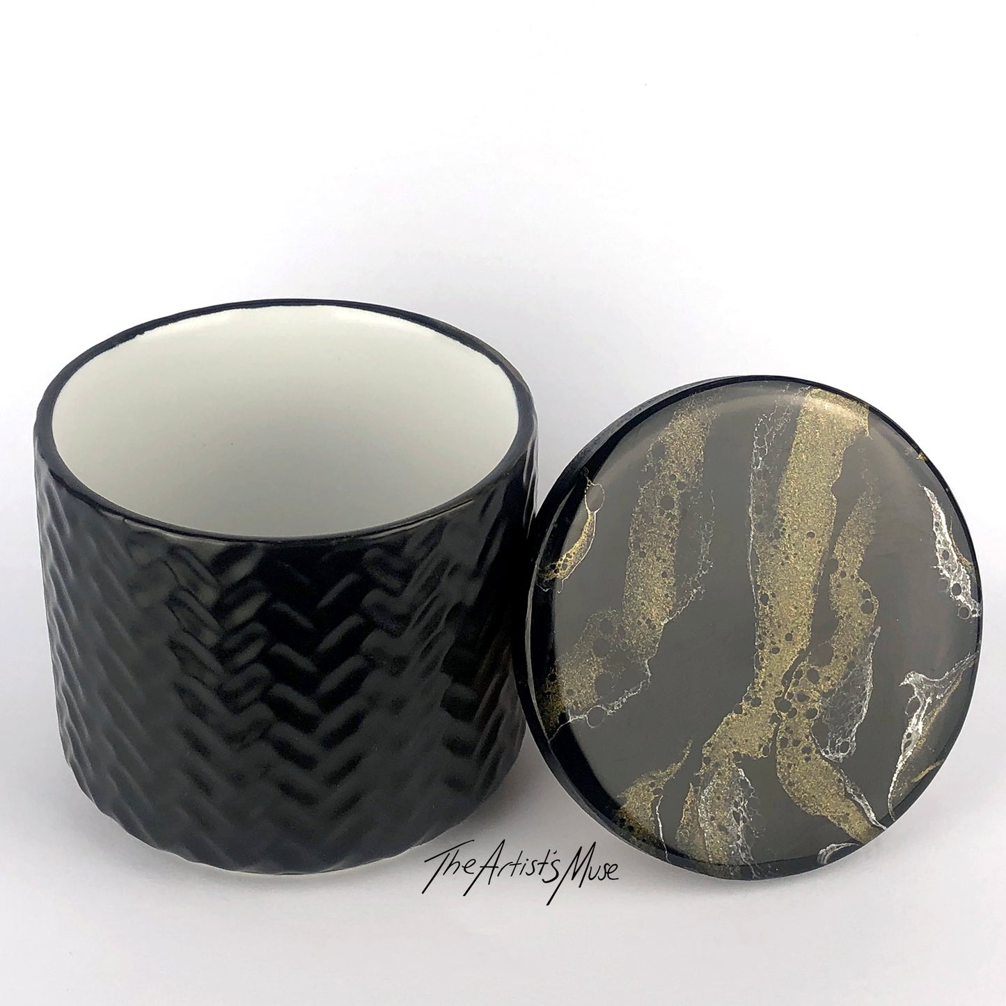 Small Jar- Black Jar with Black/Gold/white lid