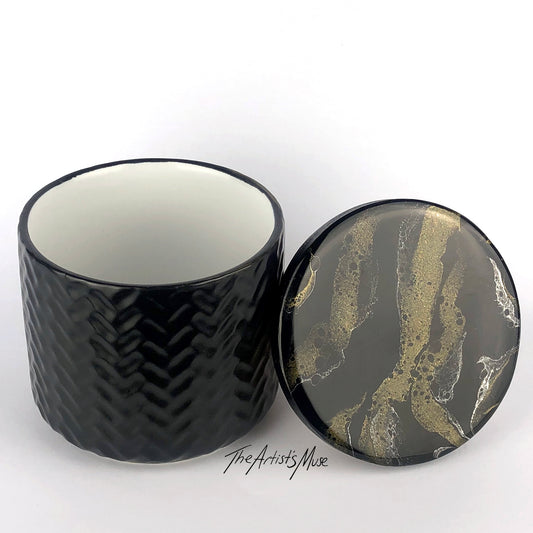Small Jar- Black Jar with Black/Gold/white lid