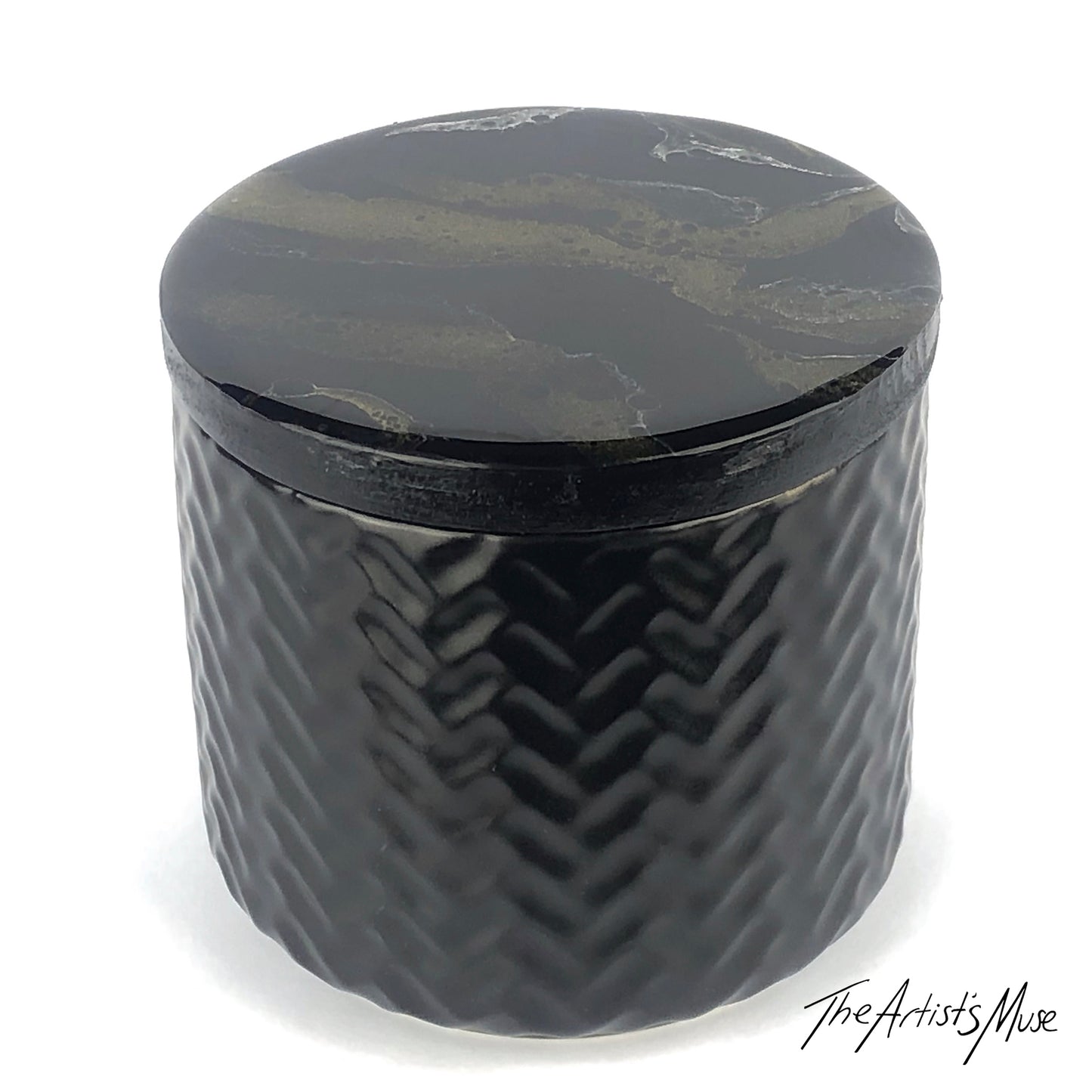 Small Jar- Black Jar with Black/Gold/white lid