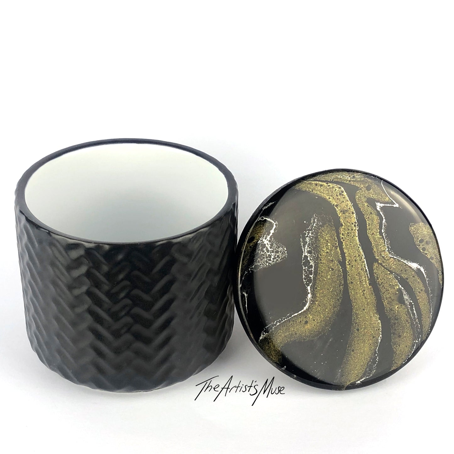 Small Jar- Black Jar with Black/Gold/white lid
