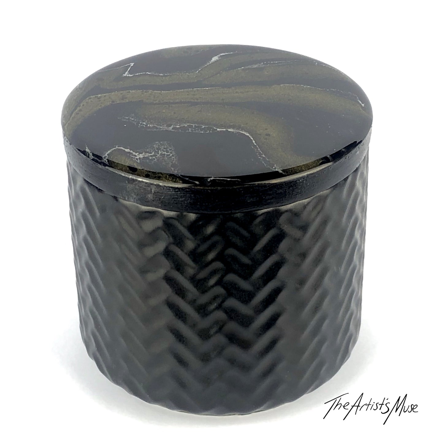 Small Jar- Black Jar with Black/Gold/white lid